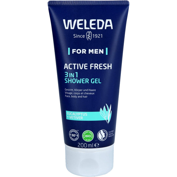 WELEDA for Men Active Fresh 3 in 1 Duschgel erfrischt und belebt, 200 ml Duschgel
