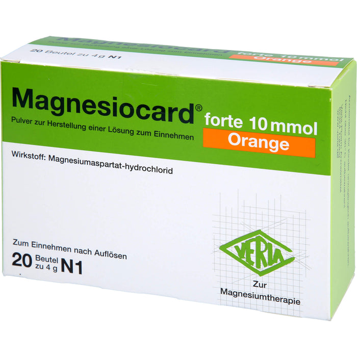 Magnesiocard forte 10 mmol Orange Pulver zur Magnesiumtherapie, 20 pc Sachets