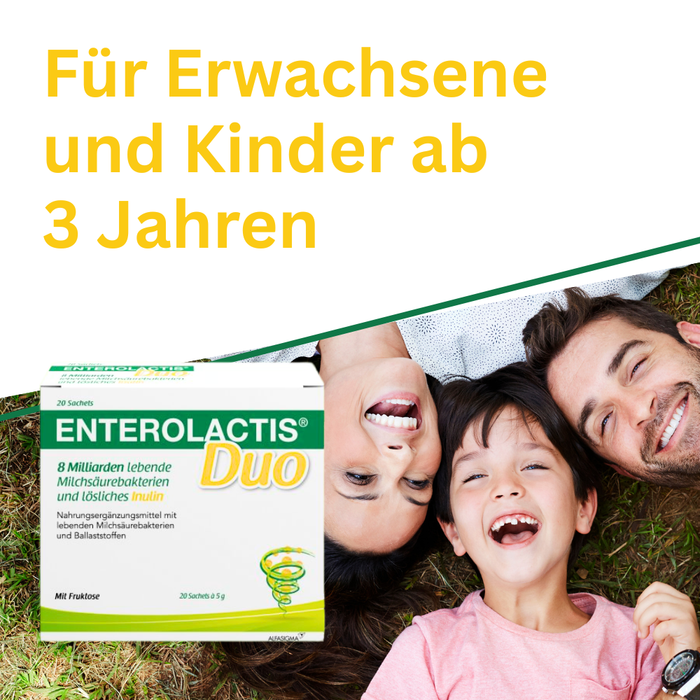 Enterolactis Duo - natürliche Versorgung der Darmflora und des Darmmikrobioms mit L. Casei DG & Inulin - laktosefrei & glutenfrei, 20 pcs. Sachets