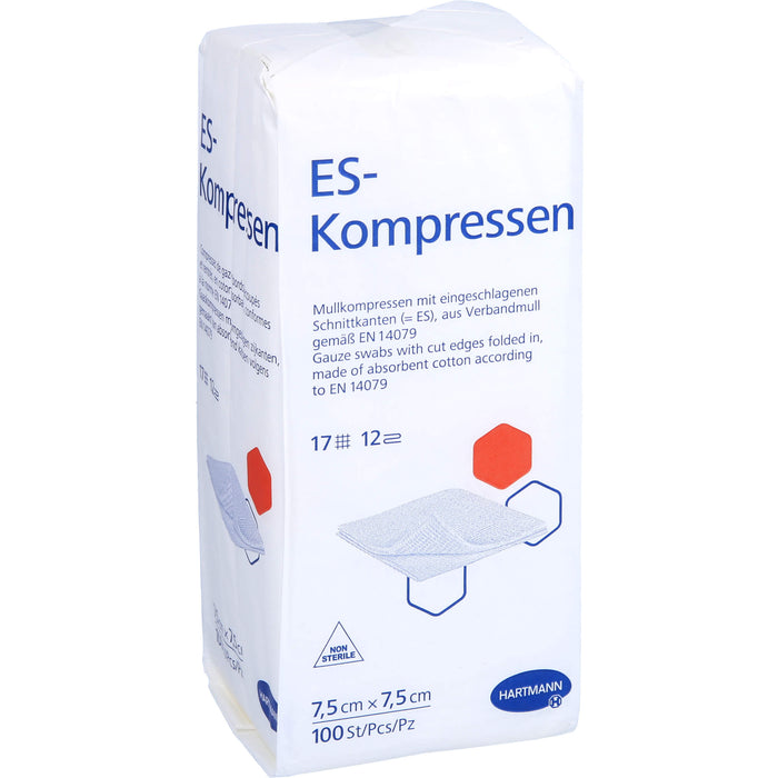 ES-KOMPRESSEN unsteril 7,5x7,5cm 12f, 100 St KOM