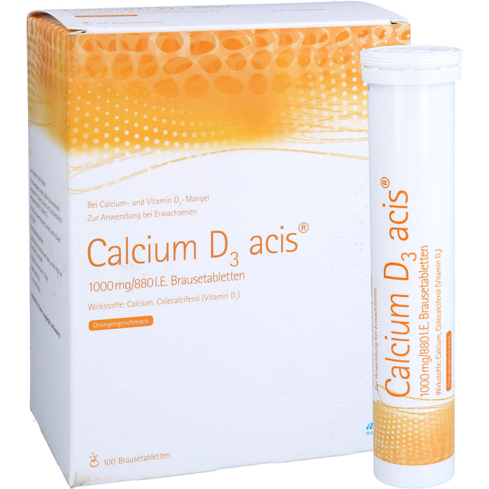 Calcium D3 acis 1000 mg/880 I.E. Brausetabletten mit Orangengeschmack, 100 St. Tabletten