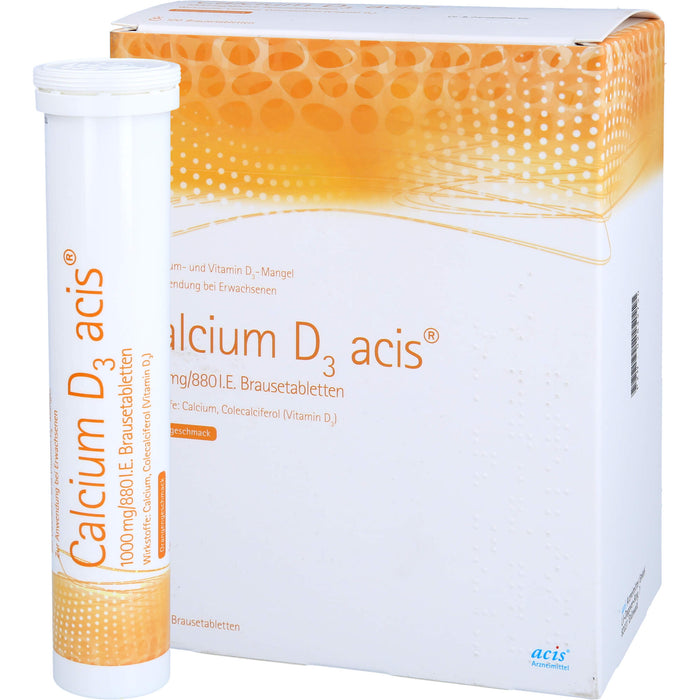 Calcium D3 acis 1000 mg/880 I.E. Brausetabletten mit Orangengeschmack, 100 St. Tabletten