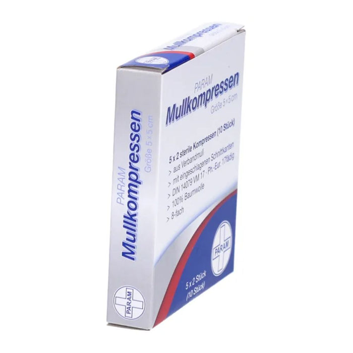 PARAM Mullkompressen 5 cm x 5 cm steril 8-fach, 10 pcs. Compresses