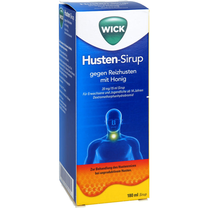 WICK Husten-Sirup gegen Reizhusten mit Honig bietet Linderung gegen Husten, 180 ml Solution