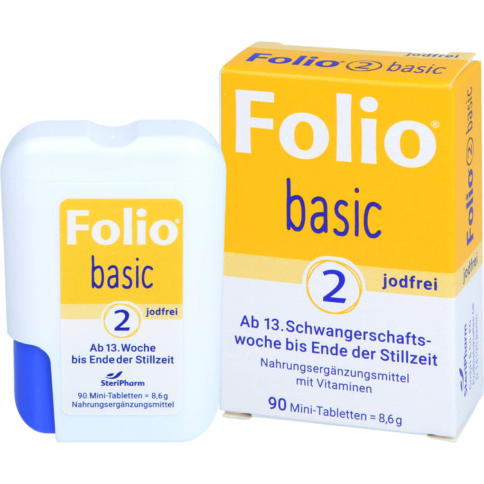 Folio Basic 2 jodfreie Mini-Tabletten ab der 13. Woche bis Ende der Stillzeit, 90 pc Tablettes