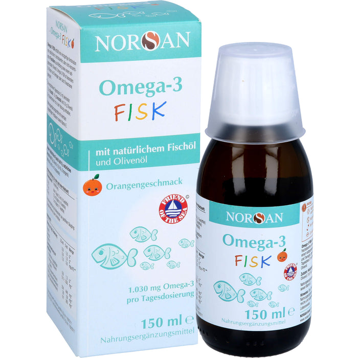 NORSAN Omega-3 FISK Öl - für Kinder mit Orangengeschmack, 150 ml Öl