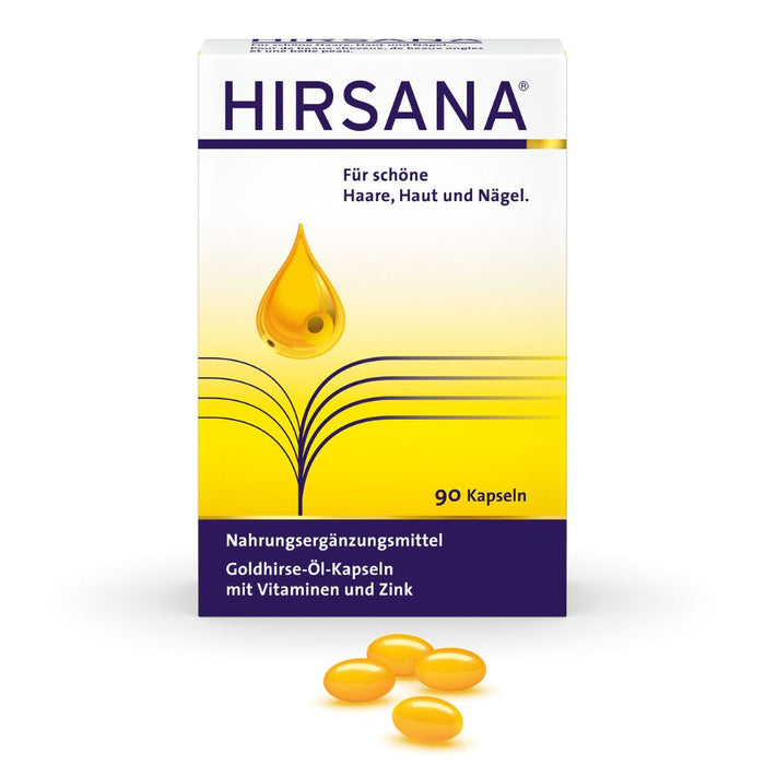 HIRSANA Goldhirse-Öl-Kapseln für schöne Haare, Haut und Nägel, 90 pcs. Capsules