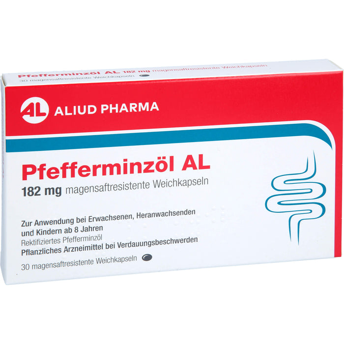 Pfefferminzöl AL 182 mg Weichkapseln bei Bauchkrämpfen, Bauchschmerzen und Blähungen, 30 St. Kapseln