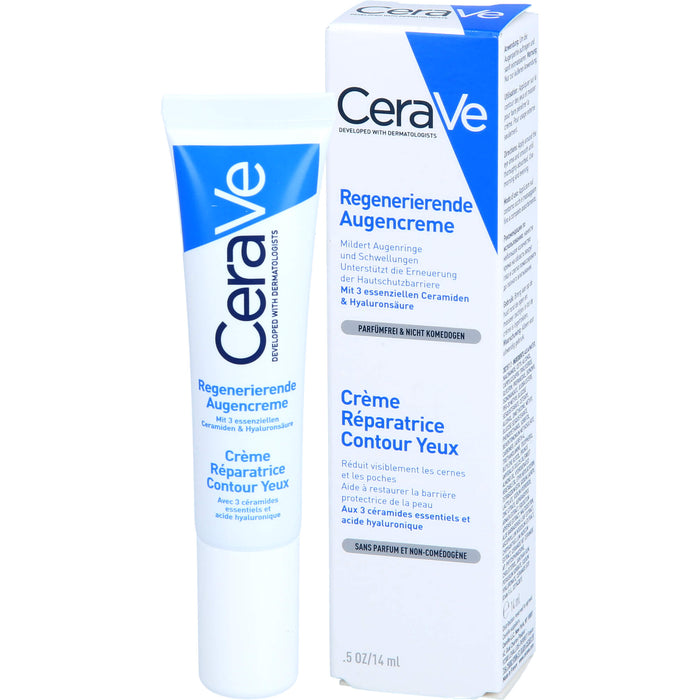 CeraVe regenerierende, feuchtigkeitsspendende Augencreme mit 3 essenziellen Ceramiden und Hyaluronsäure, 14 ml Creme