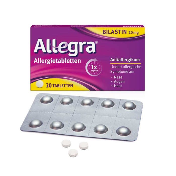 Allegra 20 mg Allergietabletten lindert allergische Symptome, 20 St. Tabletten