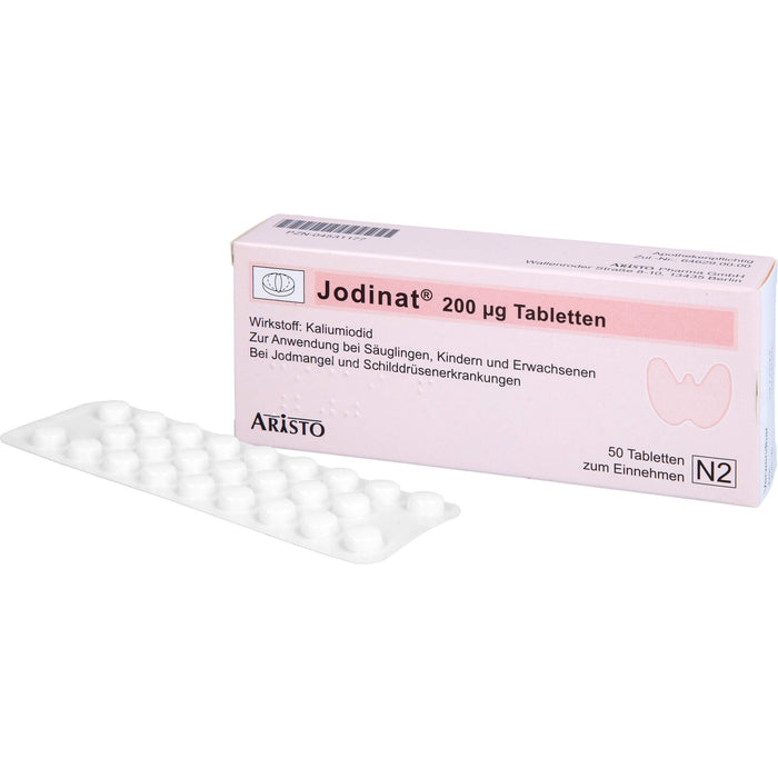 Jodinat 200 µg Tabletten bei Jodmangel und Schilddrüsenerkrankungen, 50 pcs. Tablets