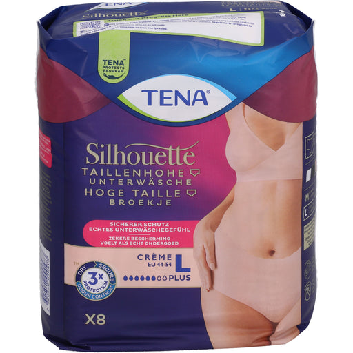 TENA Silhouette taillenhohe Unterwäsche Creme EU 44-54 Gr.L, 8 St. Einweghosen