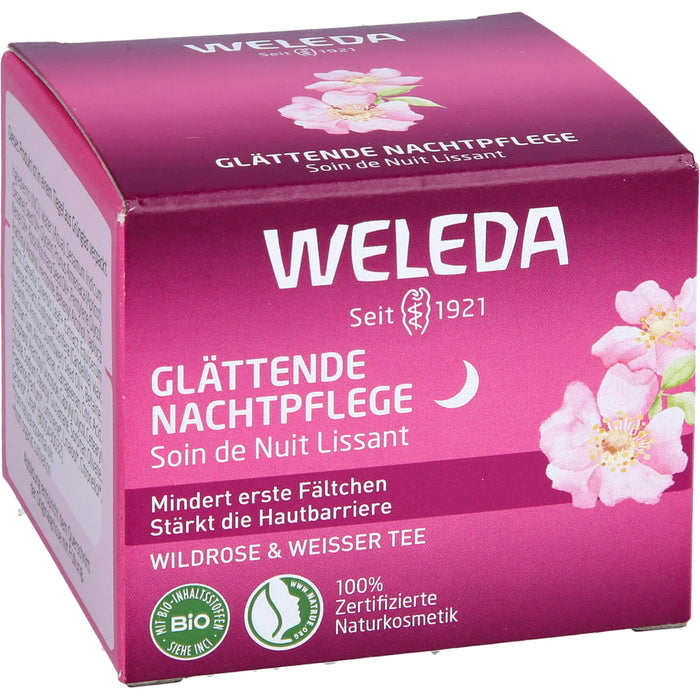 WELEDA glättende Nachtpflege Wildrose & Weißer Tee stärkt die Hautbarriere, mindert erste Fältchen, 40 ml Crème