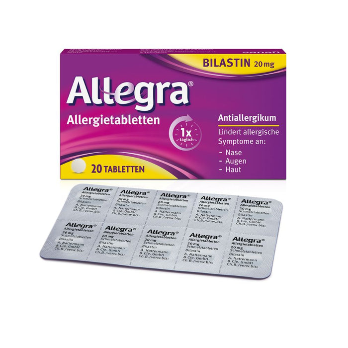 Allegra 20 mg Allergietabletten lindert allergische Symptome, 20 St. Tabletten
