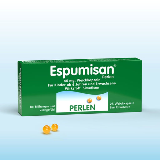 Espumisan Perlen 40 mg Weichkapseln bei Blähungen und Völlegefühl, 25 St. Kapseln