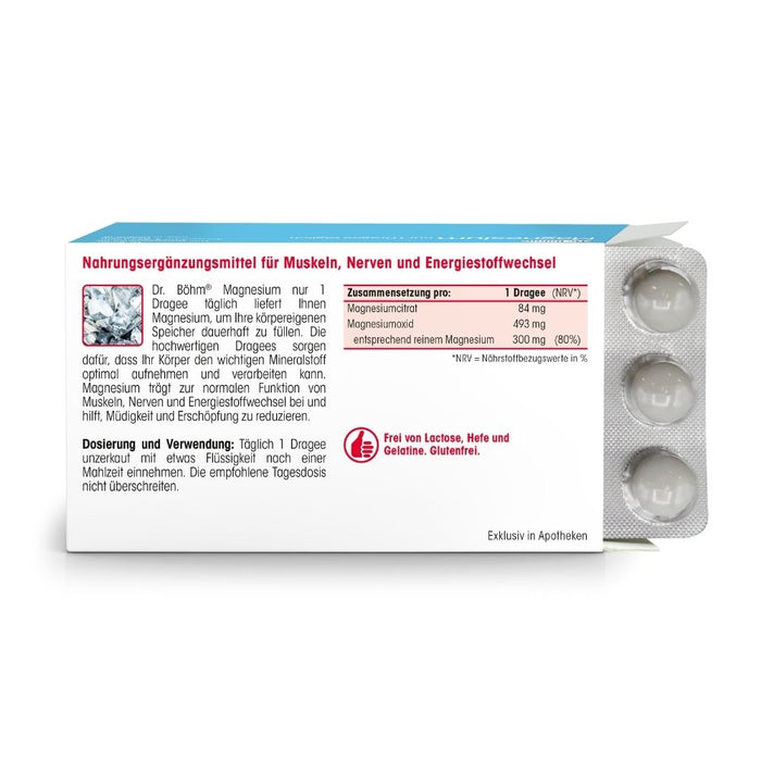 Dr. Böhm Magnesium nur 1 Dragee täglich für Muskeln, Nerven und Energiestoffwechsel, 90 St. Dragees
