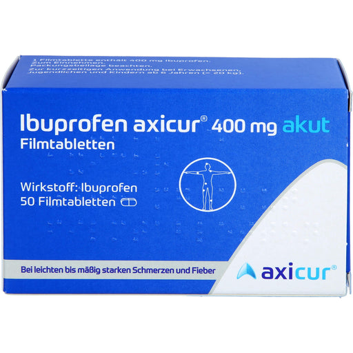 Ibuprofen axicur 400 mg akut Filmtabletten bei Schmerzen und Fieber, 50 St. Tabletten
