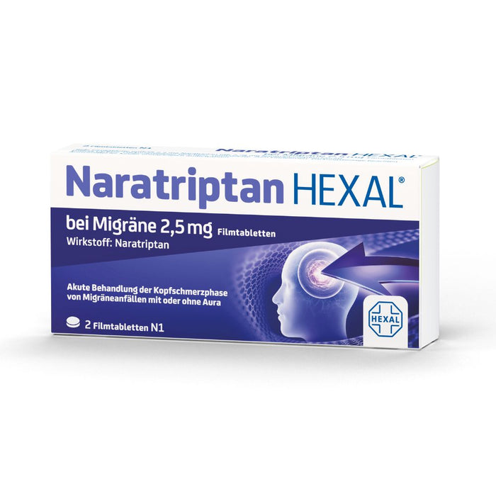 Naratriptan HEXAL bei Migräne Filmtabletten, 2 pc Tablettes