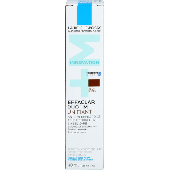 La Roche-Posay Effaclar Duo+M Unifiant getönte, dreifach tiefenwirksame Pflege gegen Unreinheiten dunkler Farbton, 40 ml Creme