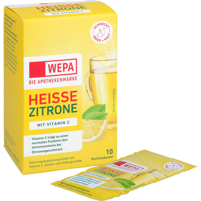 WEPA Heisse Zitrone mit Vitamin C Pulver mit Zitronengeschmack, 10 pcs. Sachets