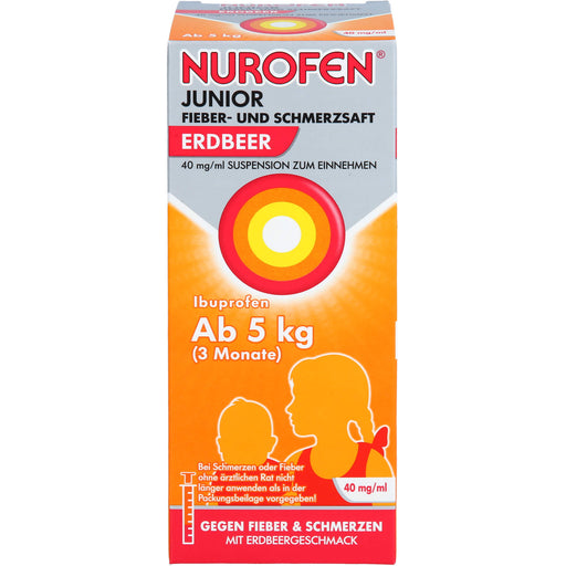 Nurofen Junior Fieber- und Schmerzsaft Erdbeer 40 mg/ml Suspension zum Einnehmen, 150 ml Lösung