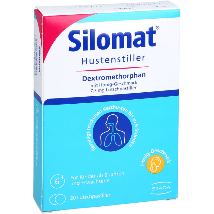 Silomat Hustenstiller Lutschpastillen mit Dextromethorphan gegen Reizhusten mit Honiggeschmack, 20 pcs. Pastilles