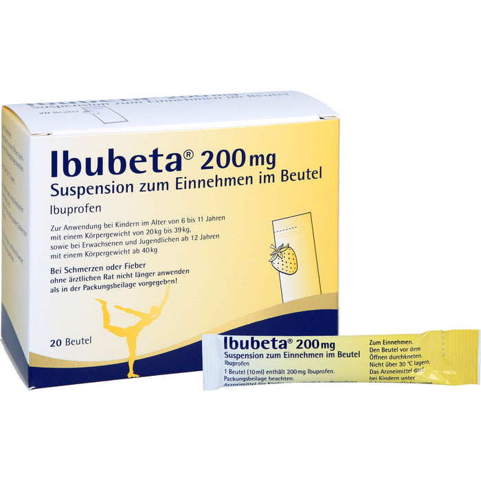 Ibubeta 200 mg Suspension bei Schmerzen oder Fieber, 20 pc Sachets