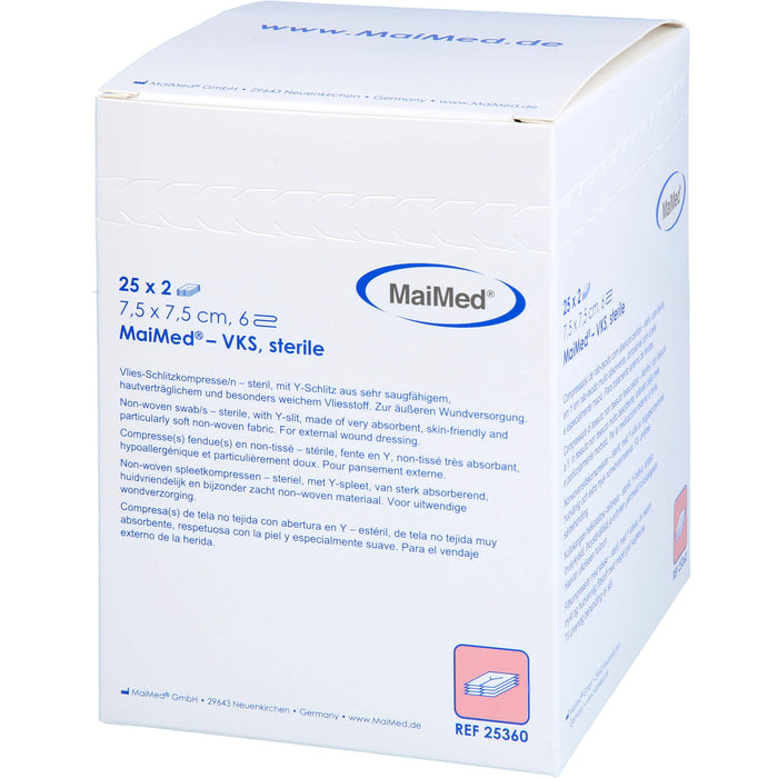 Vlies-Schlitzkompressen 7,5x7,5cm 6-fach steril, 50 pcs. Compresses