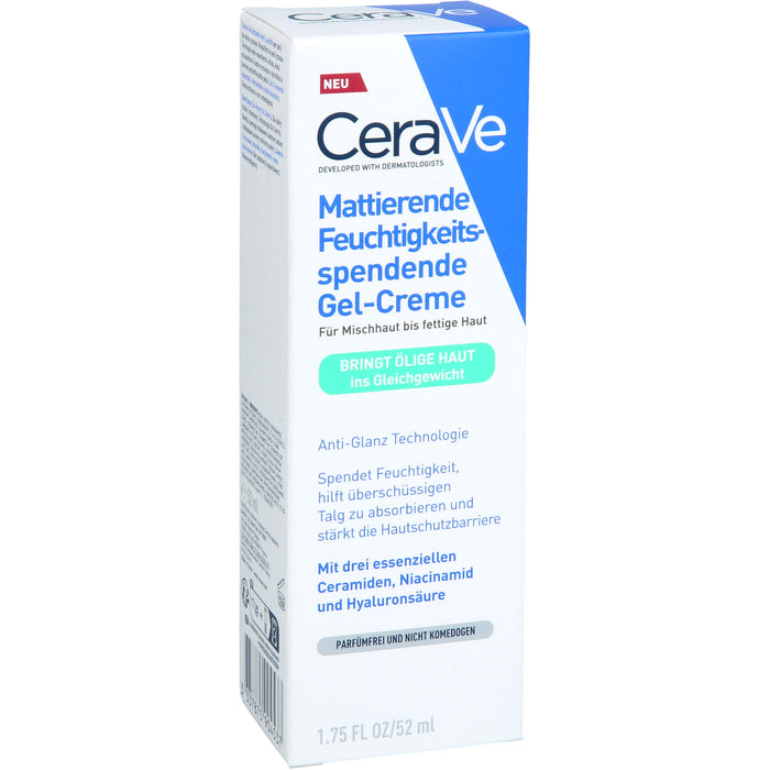 CeraVe mattierende feuchtigkeitsspendende Gel-Creme für Mischhaut bis fettige Haut, 52 ml Creme