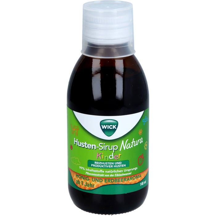 WICK Husten-Sirup Natura für Kinder bei Reizhusten und produktivem Husten, 140 ml Solution