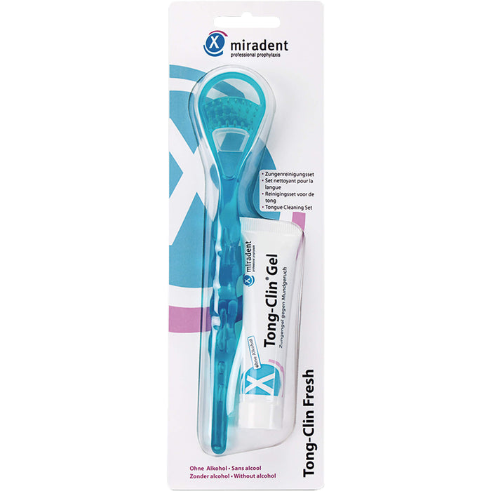 Miradent Tong-Clin Zungenreiniger und Zungenreinigungsgel im Set, 1 St. Set