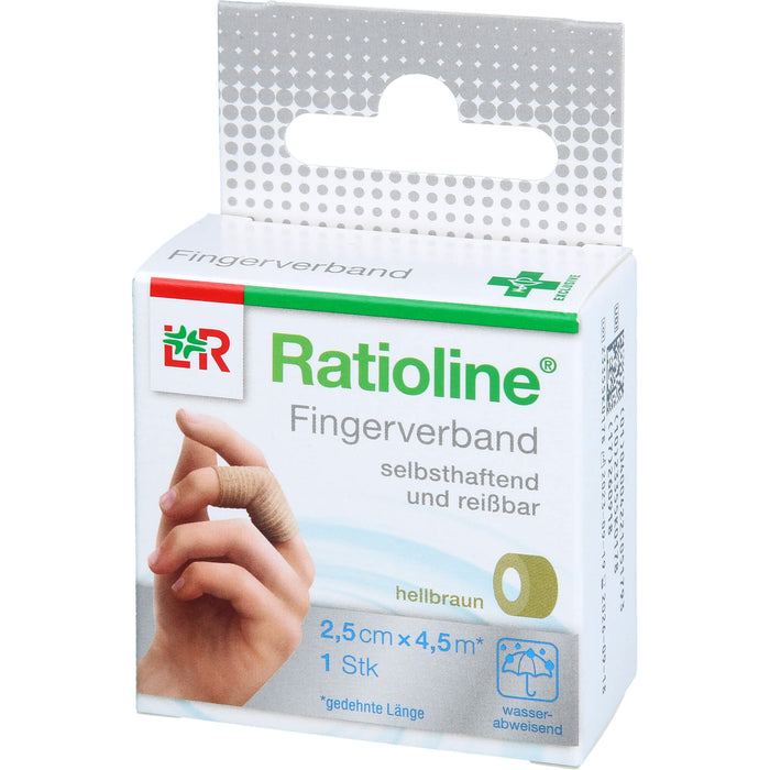 Ratioline Fingerverband selbsthaftend und reißbar hellbraun 2,5 cm x 4,5 m, 1 St. Verband