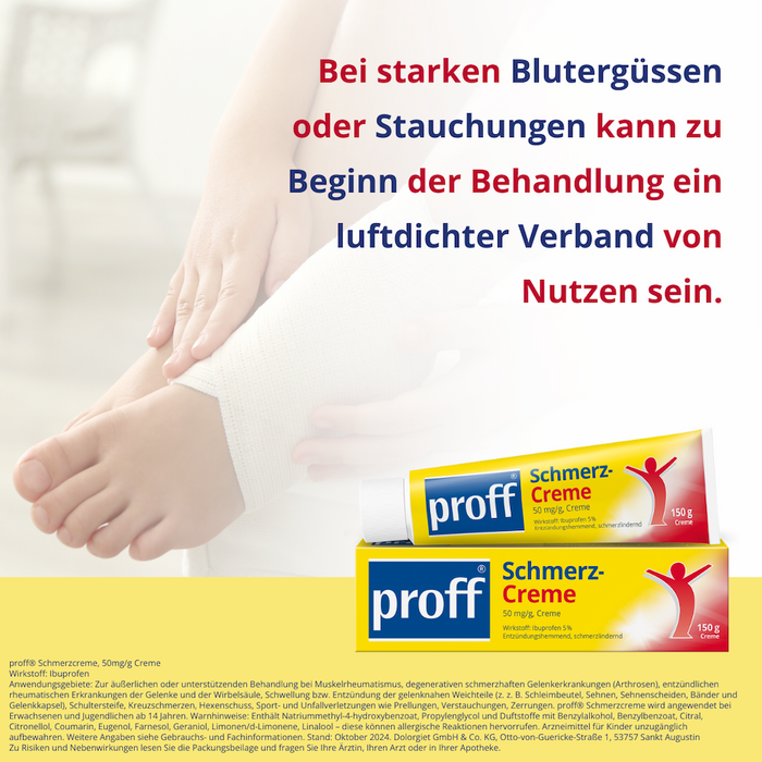 proff Schmerzcreme mit Ibuprofen – zur äußerlichen Behandlung von Muskel-, Gelenk- und Rückenschmerzen bei rheumatischen Erkrankungen oder nach Sport- und Unfallverletzungen, 150 g Cream
