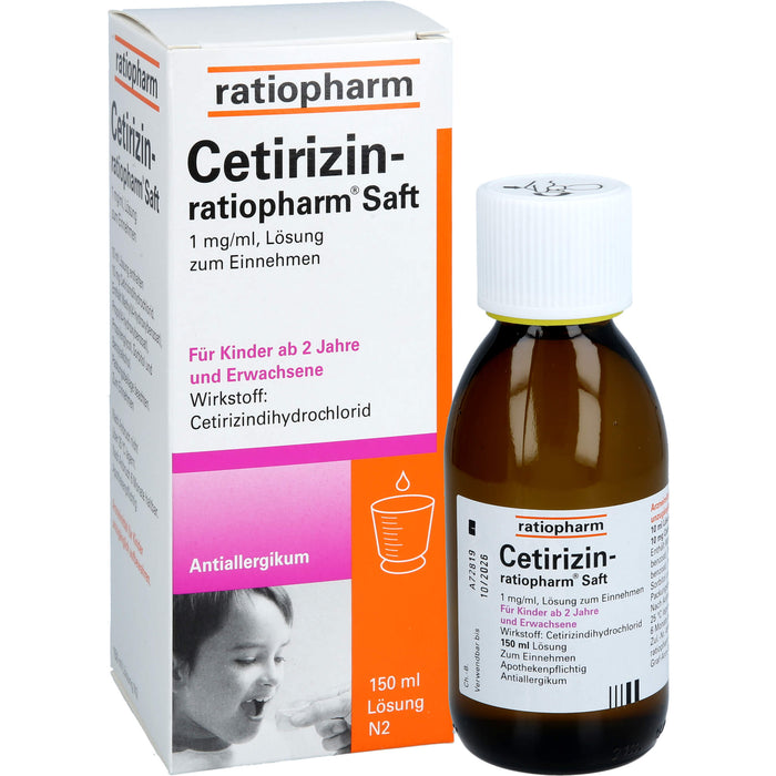 Cetirizin-ratiopharm Saft Antiallergikum, 150 ml Solution