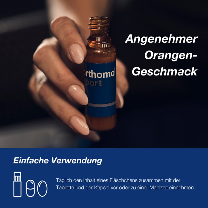Orthomol Sport - Mikronährstoffe für sportliche Leistung - mit Magnesium, Vitamin D und B12 - Trinkampullen/Tabletten/Kapseln, 7 St. Tagesportionen