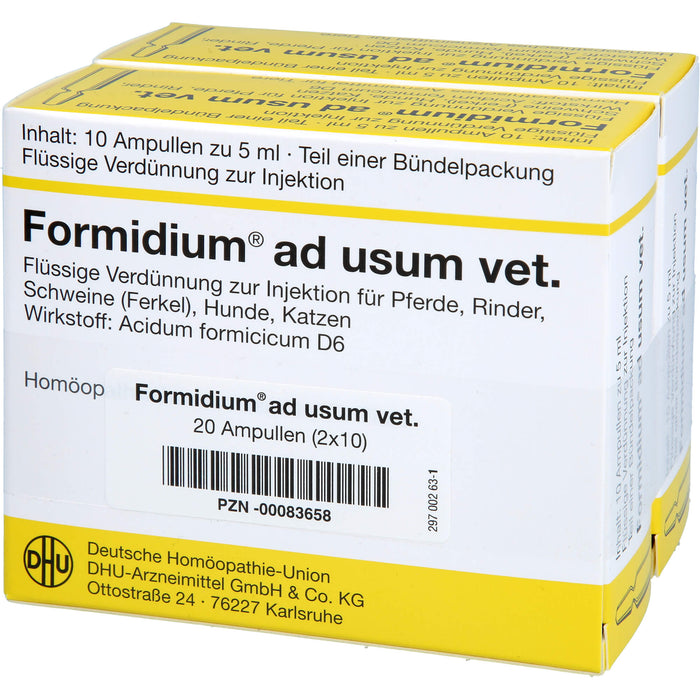 DHU Formidium ad usum vet. flüssige Verdünnung zur Injektion für Pferde, Rinder, Schweine, Schafe, Ziegen, Katzen und Hunde, 20 pcs. Ampoules