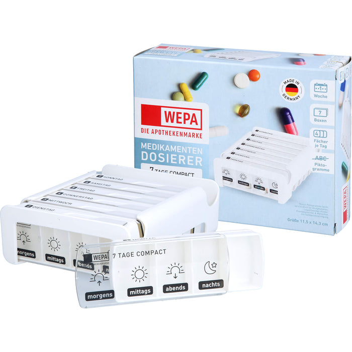 WEPA Medikamentendosierer 7 Tage Compact Wochenmagazin weiß, 1 St. Dosette