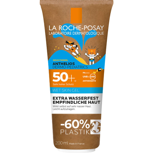 La Roche-Posay Anthelios Dermo-Pediatrics Wet Skin Gel LSF 50+ Sonnencreme für Kinder bei zu Sonnenallergie neigende und empfindliche Haut, 200 ml Gel
