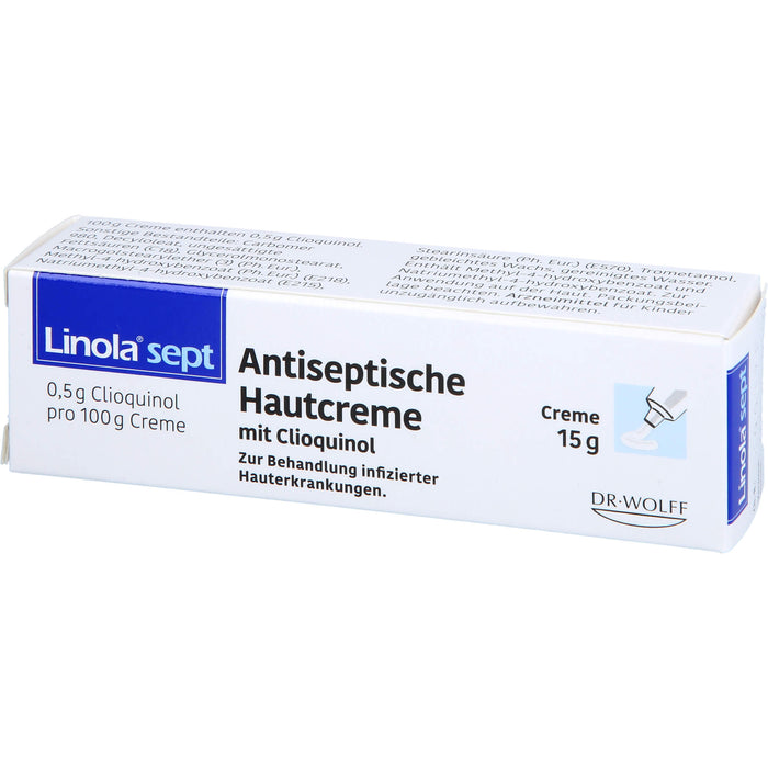 Linola sept Antiseptische Hautcreme mit Clioquinol Wundcreme bei abgeschürfter, entzündeter oder eitriger Haut, 15 g Cream
