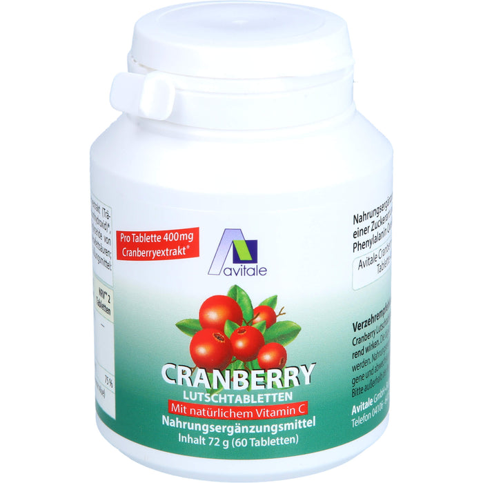 Avitale Cranberry Lutschtabletten mit natürlichem Vitamin C, 60 pcs. Tablets