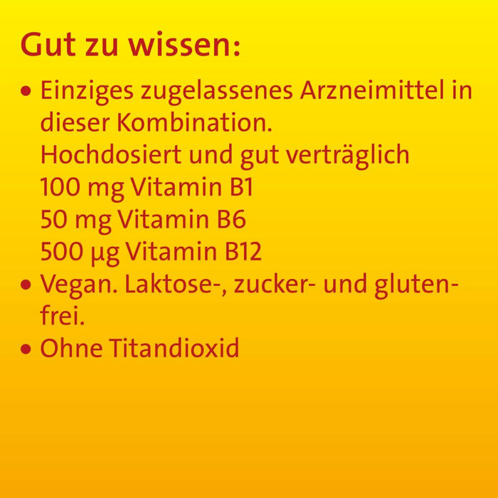 Vitamin B Komplex forte Hevert zur Therapie nachgewiesener Mangelzustände der Vitamine B1, B6 und B12, 100 pcs. Tablets