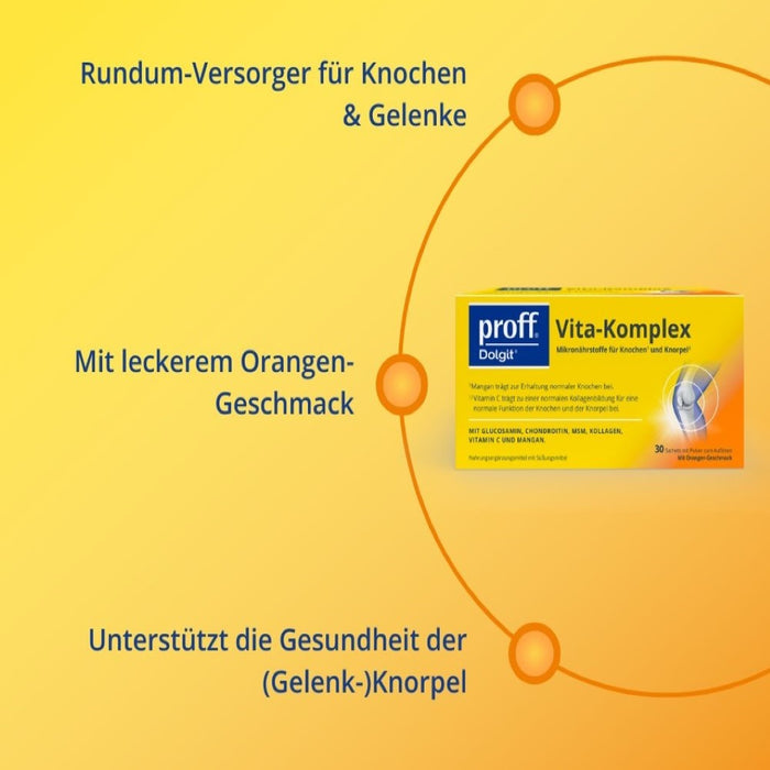 Proff Dolgit Vita-Komplex Pulver für Knochen und Knorpel mit Orangen-Geschmack, 30 St. Beutel
