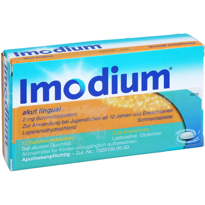 Imodium akut lingual 2 mg Schmelztabletten Reimport Kohlpharma, 12 pc Tablettes