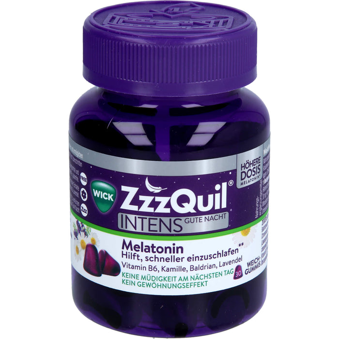 WICK ZzzQuil Gute Nacht Intens Weichgummis mit einer höheren Dosis Melatonin, 30 St. Gummibären