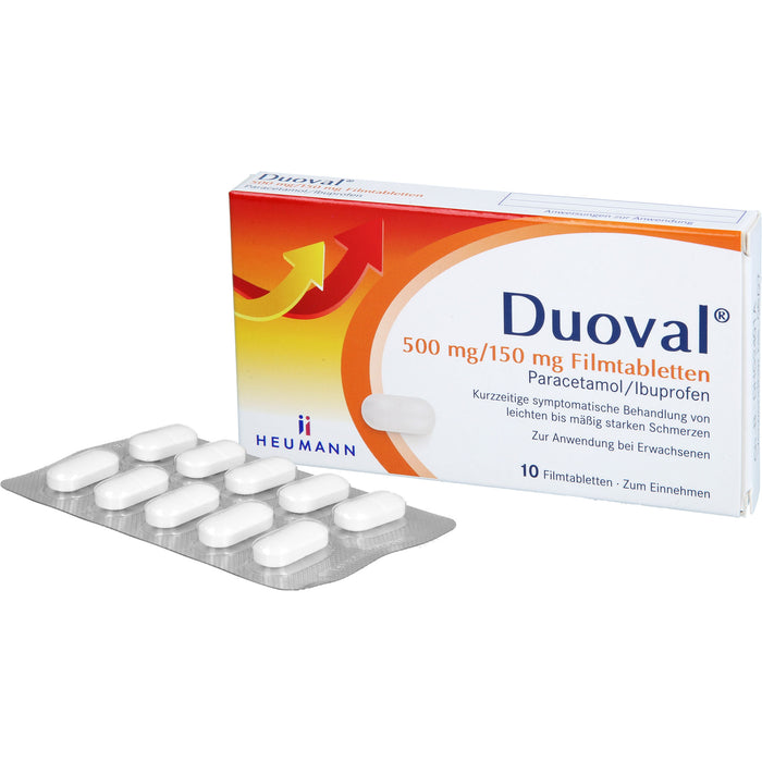 Duoval 500 mg Paracetamol / 150 mg Ibuprofen Filmtabletten, 10 St. Tabletten