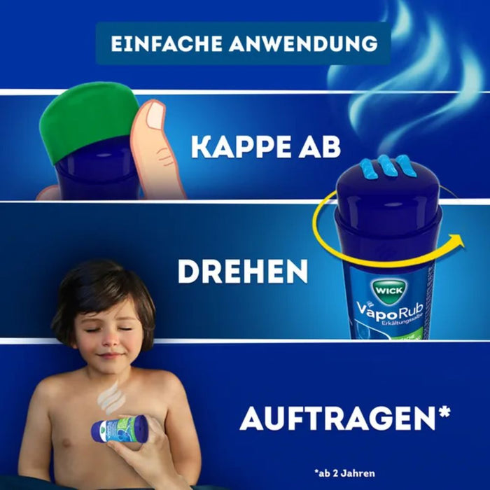 WICK VapoRub Erkältungssalbe im Stick zur Linderung von Erkältungssymptomen, 35 g Crème