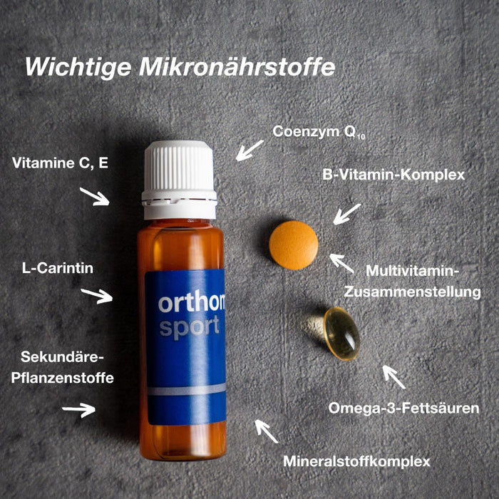 Orthomol Sport - Mikronährstoffe für sportliche Leistung - mit Magnesium, Vitamin D und B12 - Trinkampullen/Tabletten/Kapseln, 7 St. Tagesportionen