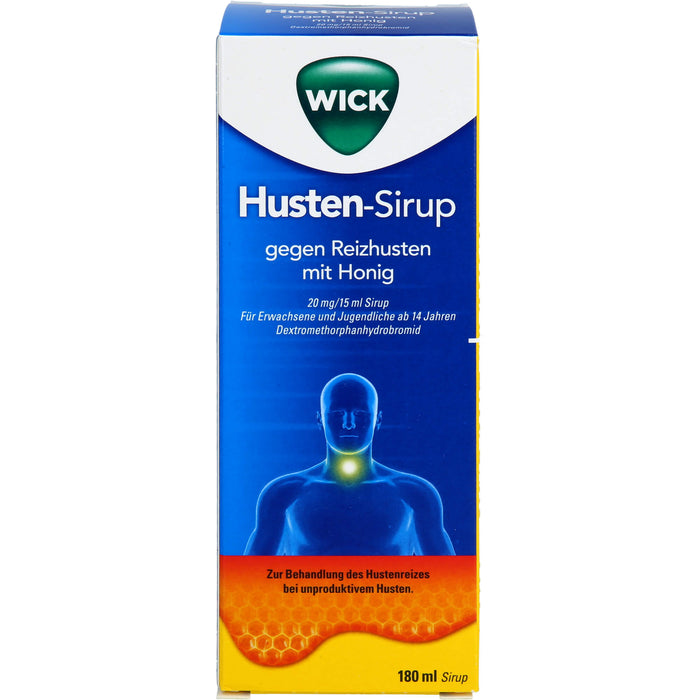 WICK Husten-Sirup gegen Reizhusten mit Honig bietet Linderung gegen Husten, 180 ml Lösung