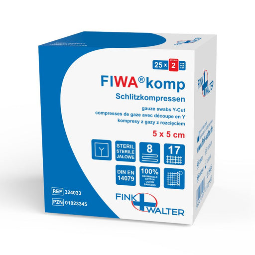 Fink & Walter Schlitzkompressen steril 5 x 5  cm 8-fach, 50 St. Kompressen