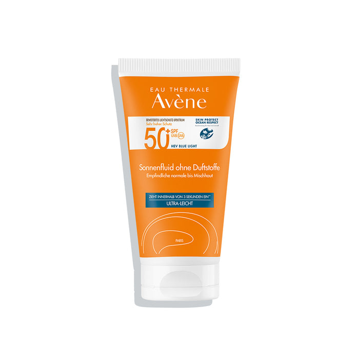 Avène Sonnenfluid ohne Duftstoffe SPF 50+ ultra leicht für empfindliche Haut, 50 ml Emulsion